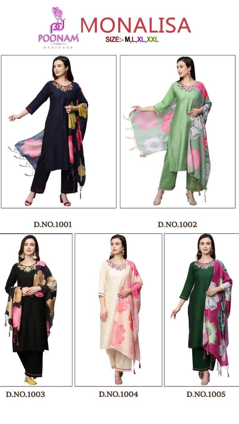 Monalisa Poonam Designer Kurti Plazzo Dupatta