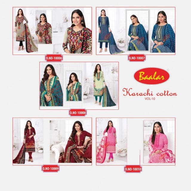 Baalar Karachi Cotton Vol 10 Wholesale Cotton Dress Material