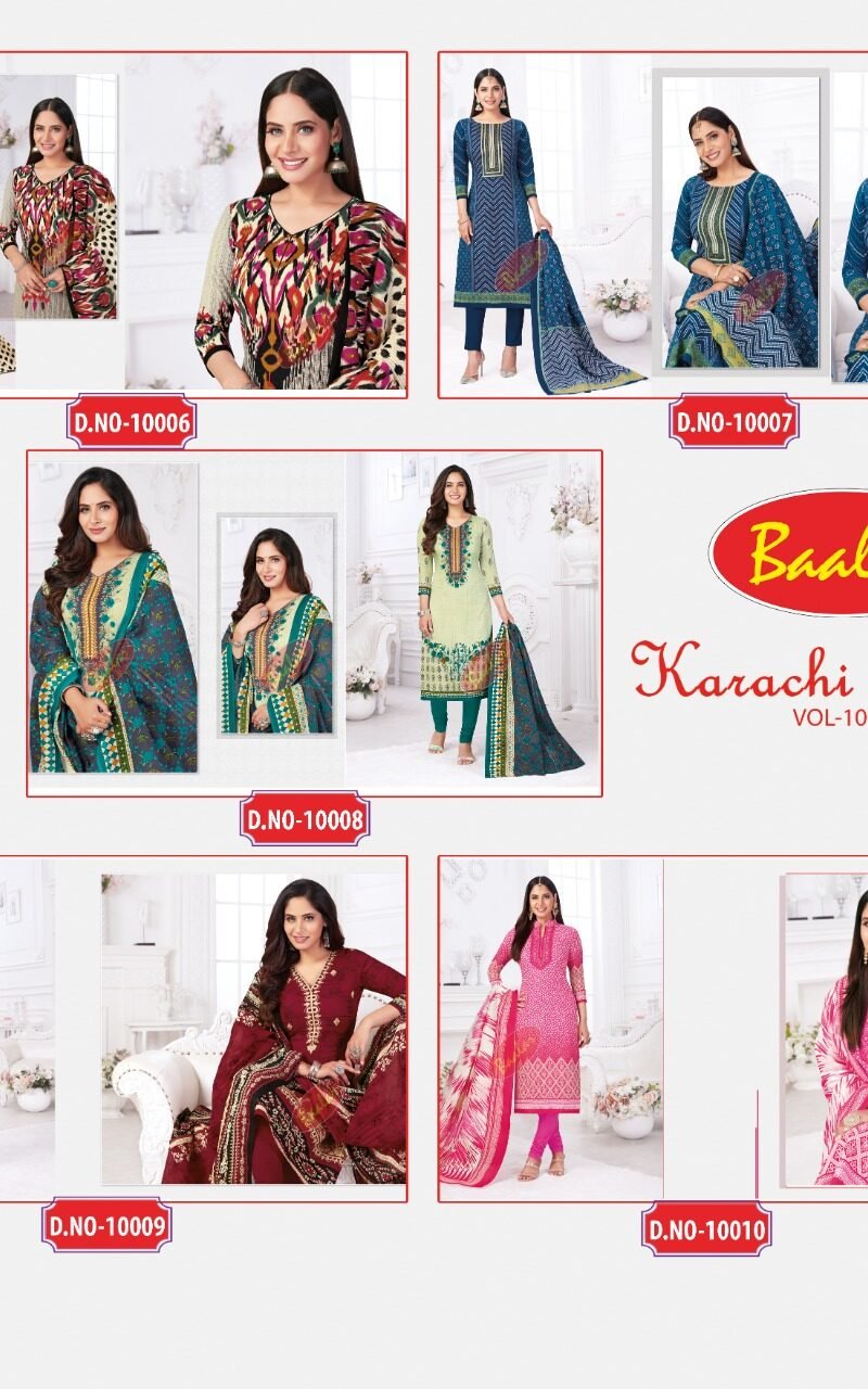 Baalar Karachi Cotton Vol 10 Wholesale Cotton Dress Material