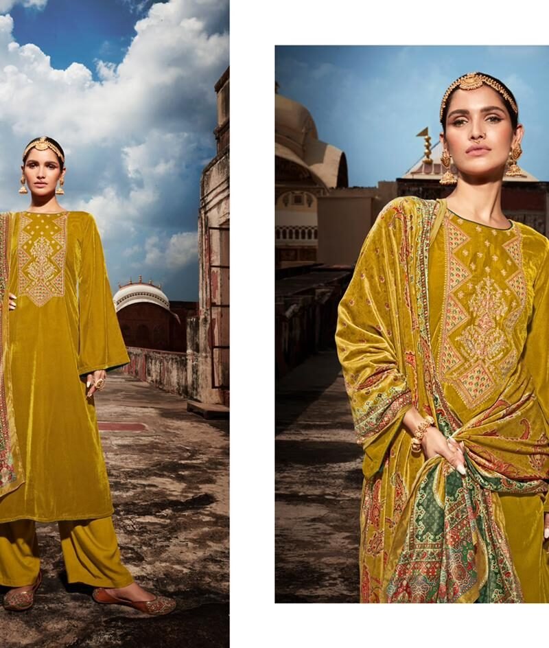 Iqra Festive Velvet Mumtaz Arts Pashmina Suits Wholesale Online