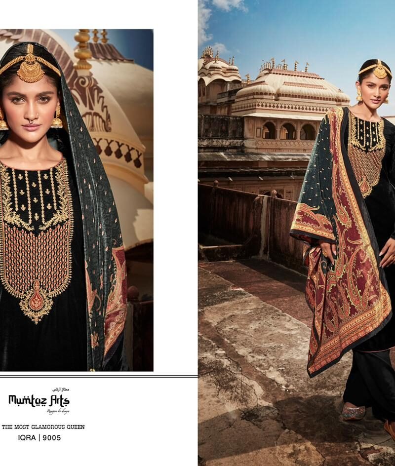 Iqra Festive Velvet Mumtaz Arts Pashmina Suits Wholesale Online