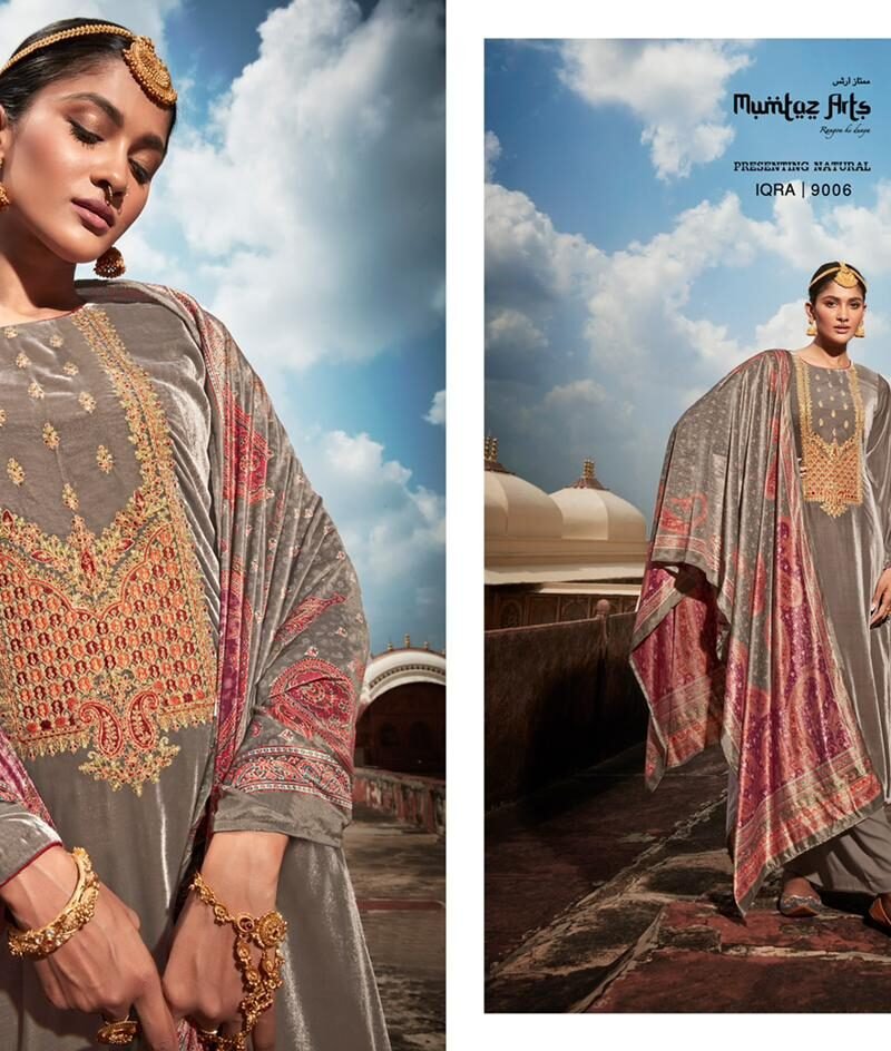 Iqra Festive Velvet Mumtaz Arts Pashmina Suits Wholesale Online