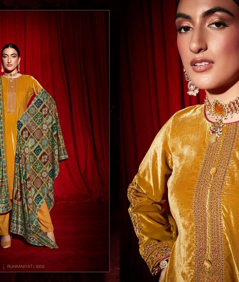 Ruhaaniyat Velvet Mumtaz Art Pashmina Suits Wholesale Online