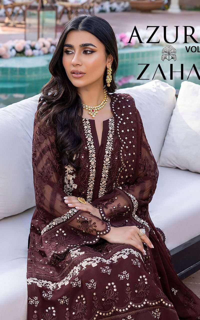 Buy Online Zaha Azure Pakistani Salwar Suits