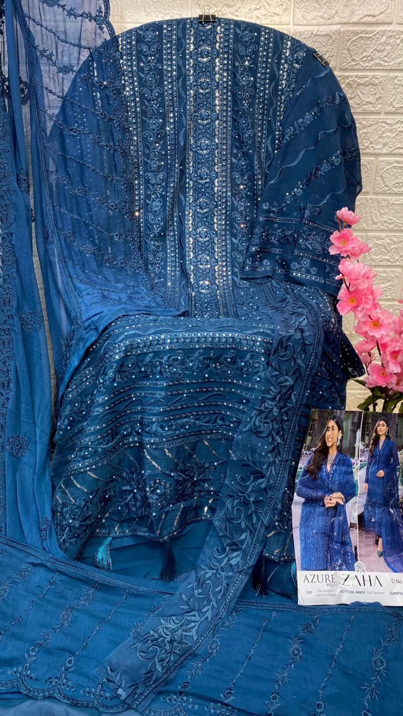 Buy Online Zaha Azure Pakistani Salwar Suits