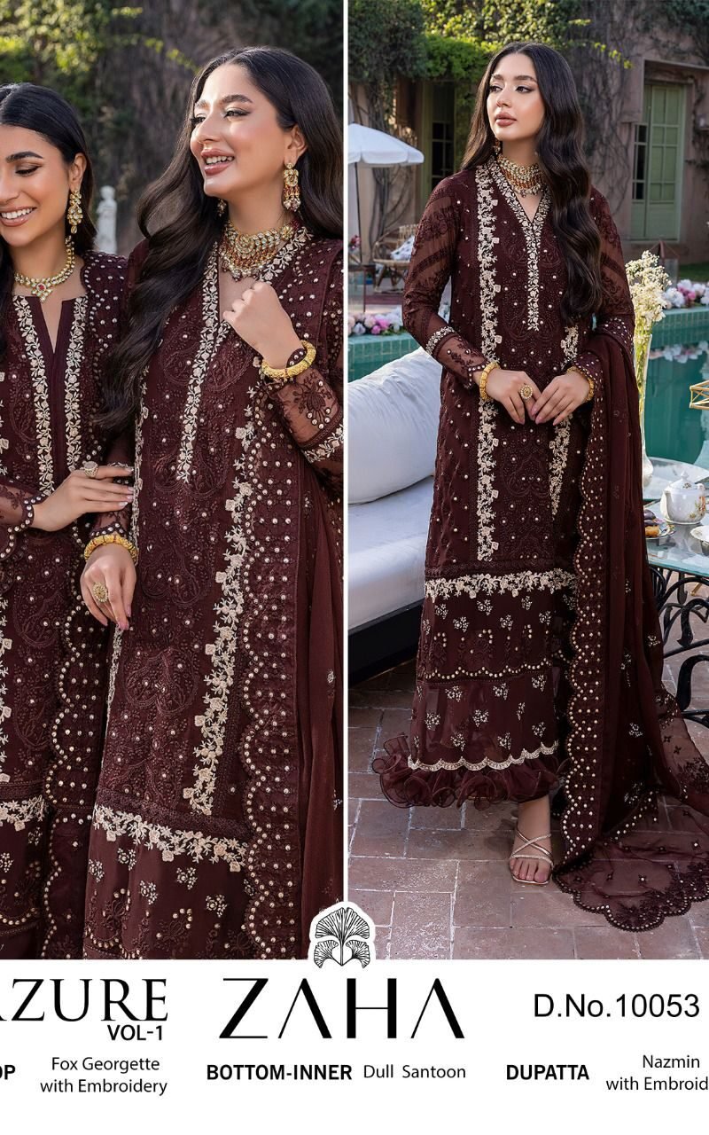Buy Online Zaha Azure Pakistani Salwar Suits