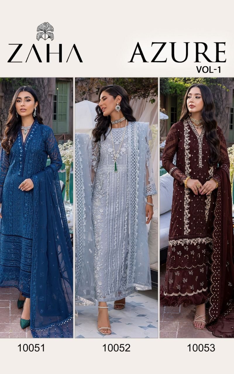 Buy Online Zaha Azure Pakistani Salwar Suits