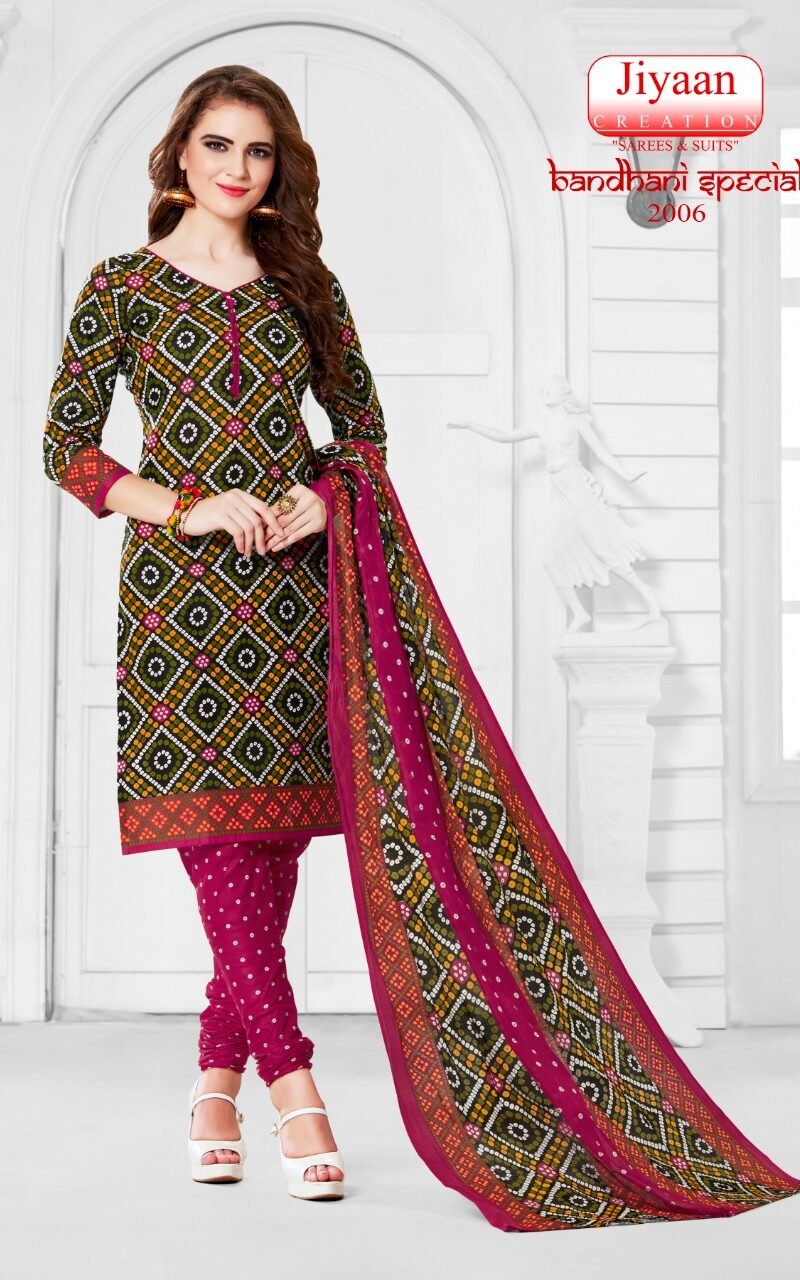 Jiyaan Bandhani Special Vol 2 Wholesale Cotton Dress Material
