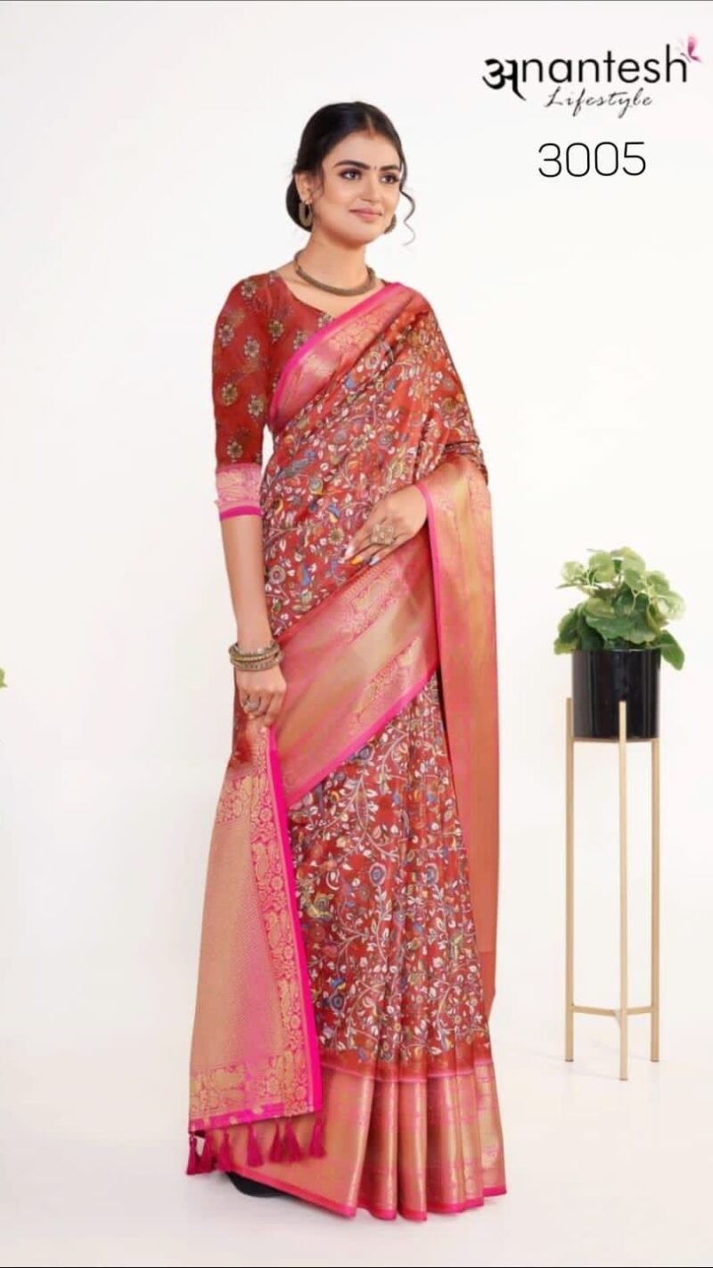 Kalamkari Pattu Silk Anantesh Lifestyle Wholesale Saree Market - Wholesale Saree