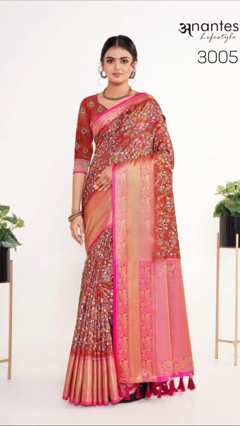 Kalamkari Pattu Silk Anantesh Lifestyle Wholesale Saree Market - Wholesale Saree
