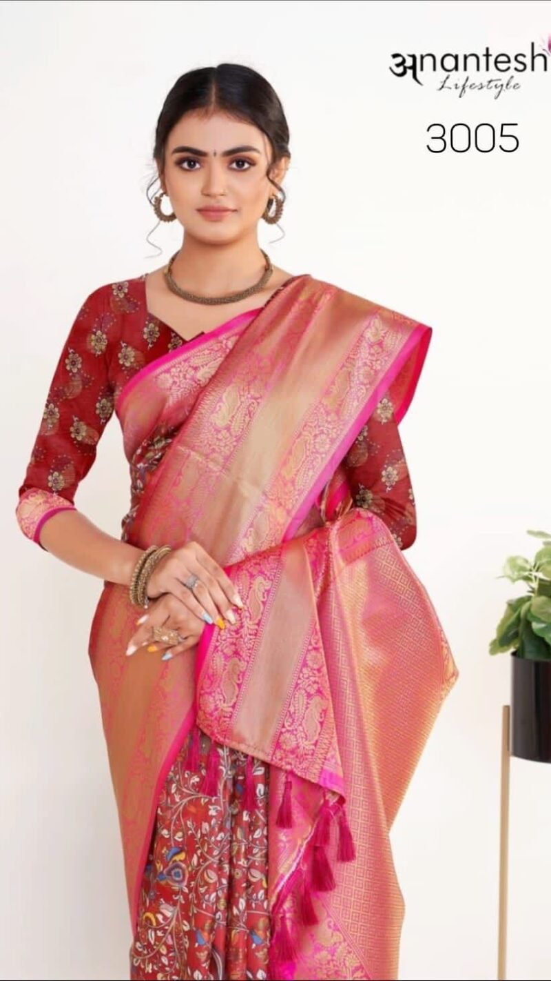 Kalamkari Pattu Silk Anantesh Lifestyle Wholesale Saree Market - Wholesale Saree