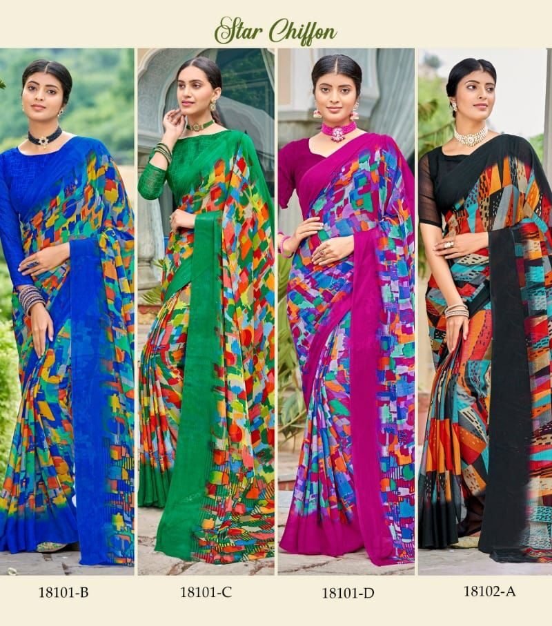 Star Chiffon 84th Edition Ruchi Wholesale Saree Market Surat - Wholesale Saree