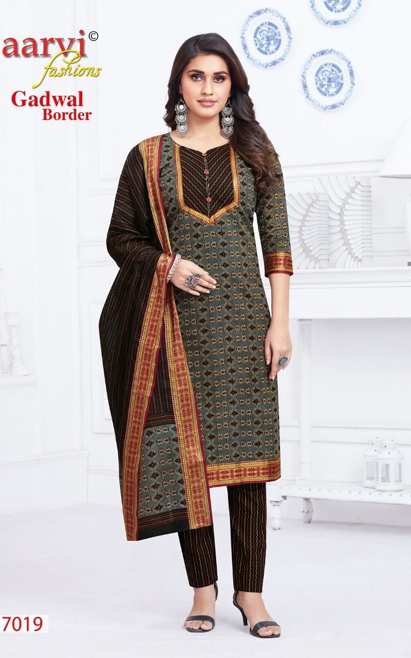 Aarvi Gadhwal Border Vol 7 Readymade Wholesale Cotton Dress Material