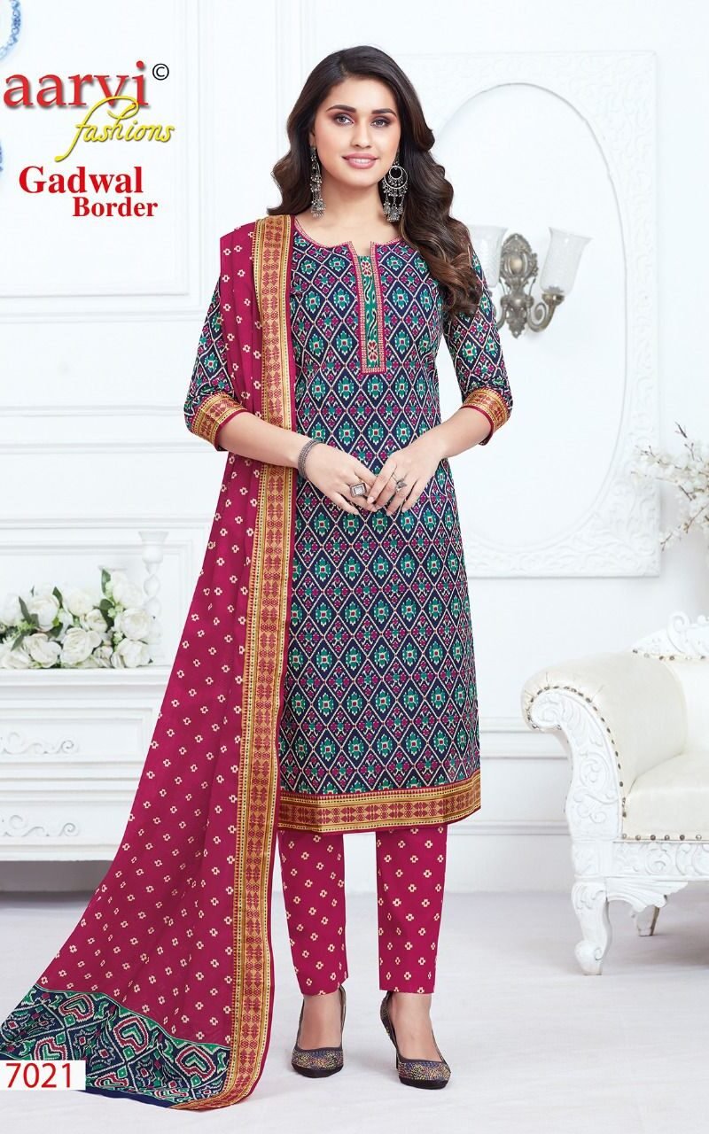 Aarvi Gadhwal Border Vol 7 Readymade Wholesale Cotton Dress Material