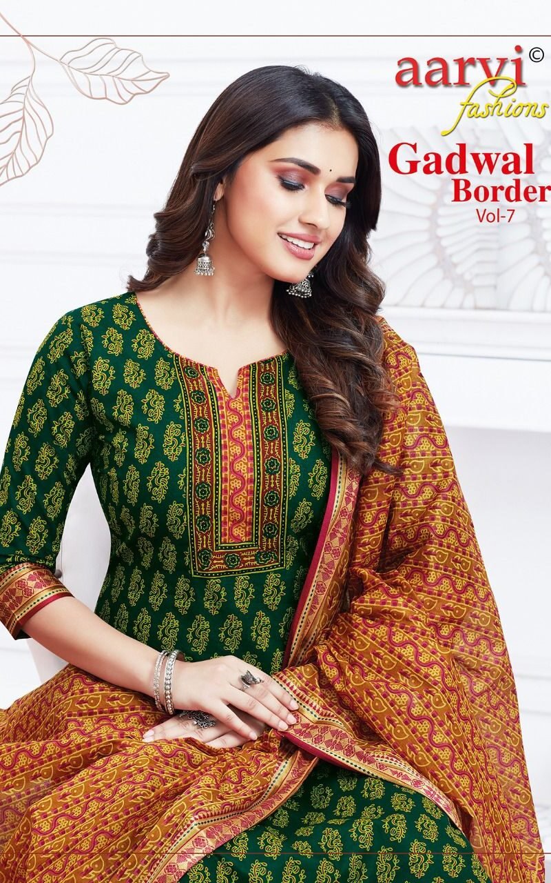 Aarvi Gadhwal Border Vol 7 Readymade Wholesale Cotton Dress Material