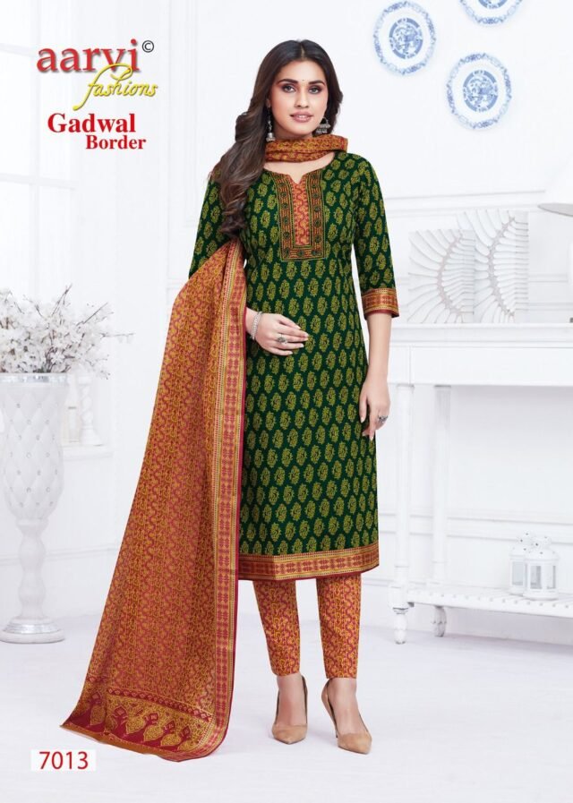 Aarvi Gadhwal Border Vol 7 Readymade Wholesale Cotton Dress Material
