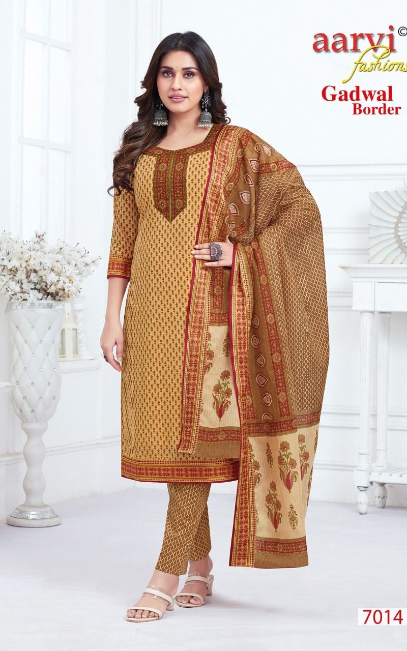 Aarvi Gadhwal Border Vol 7 Readymade Wholesale Cotton Dress Material