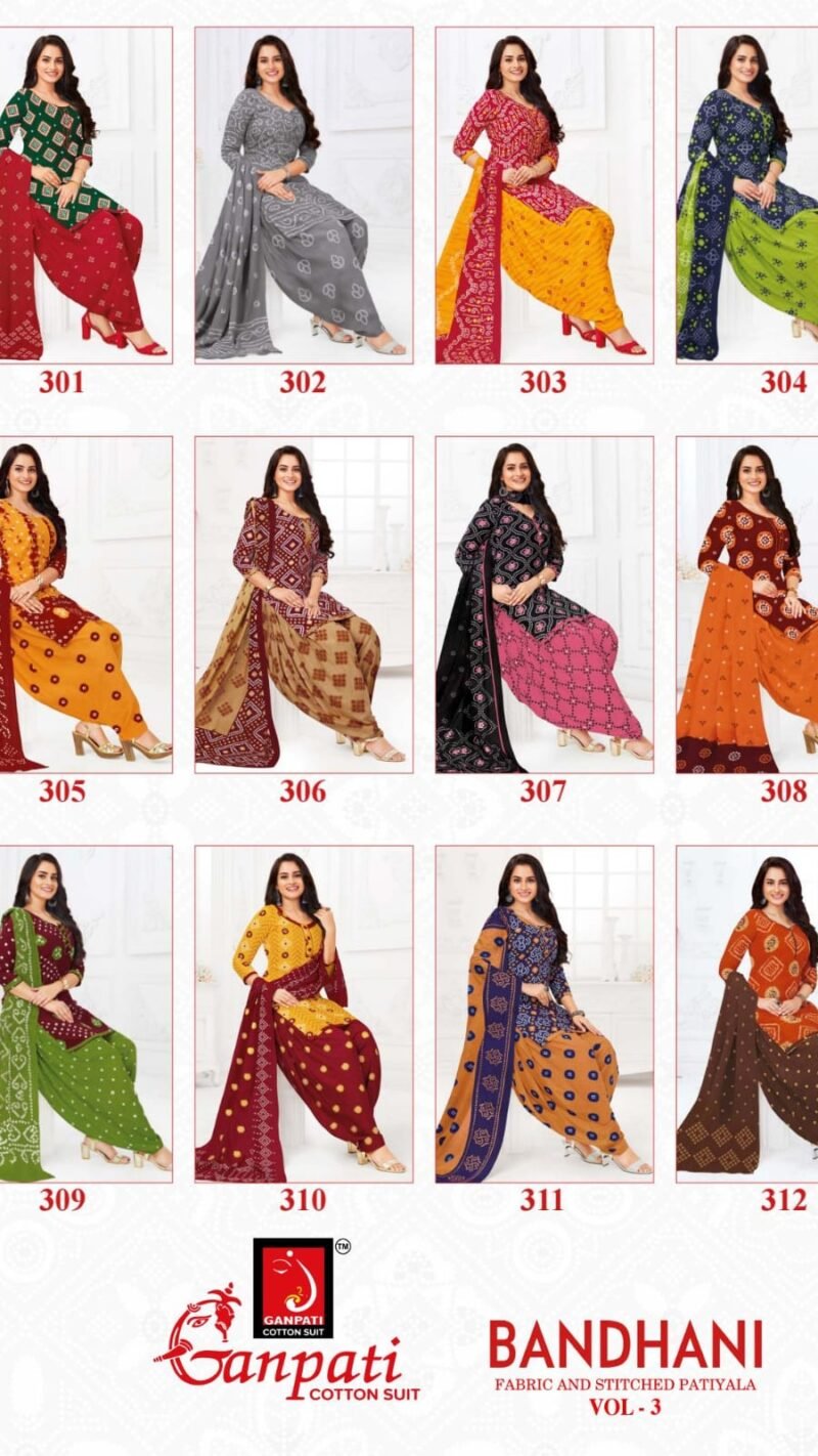 Bandhani Vol 3 Ganpati Wholesale Cotton Dress Material