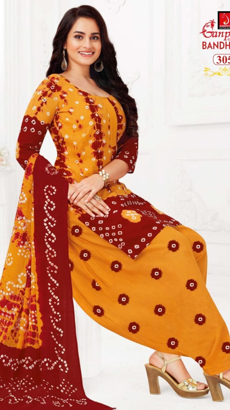 Bandhani Vol 3 Ganpati Wholesale Cotton Dress Material