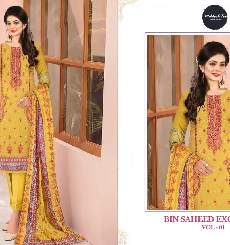 Bin Saeed Lawn Collection Mehboob Tex Pakistani Salwar Suits