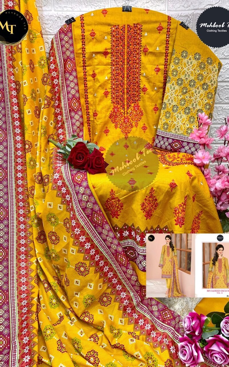 Bin Saeed Lawn Collection Mehboob Tex Pakistani Salwar Suits