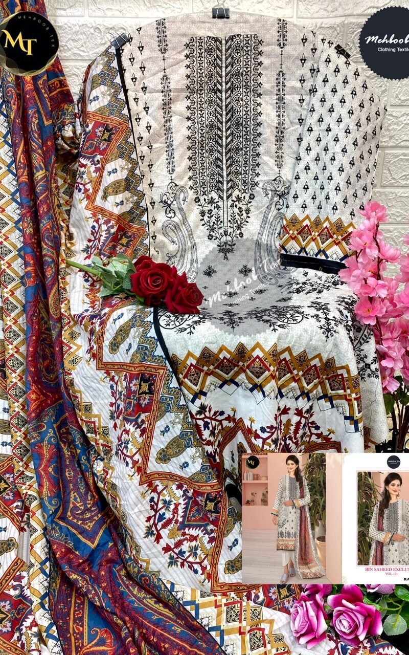 Bin Saeed Lawn Collection Mehboob Tex Pakistani Salwar Suits