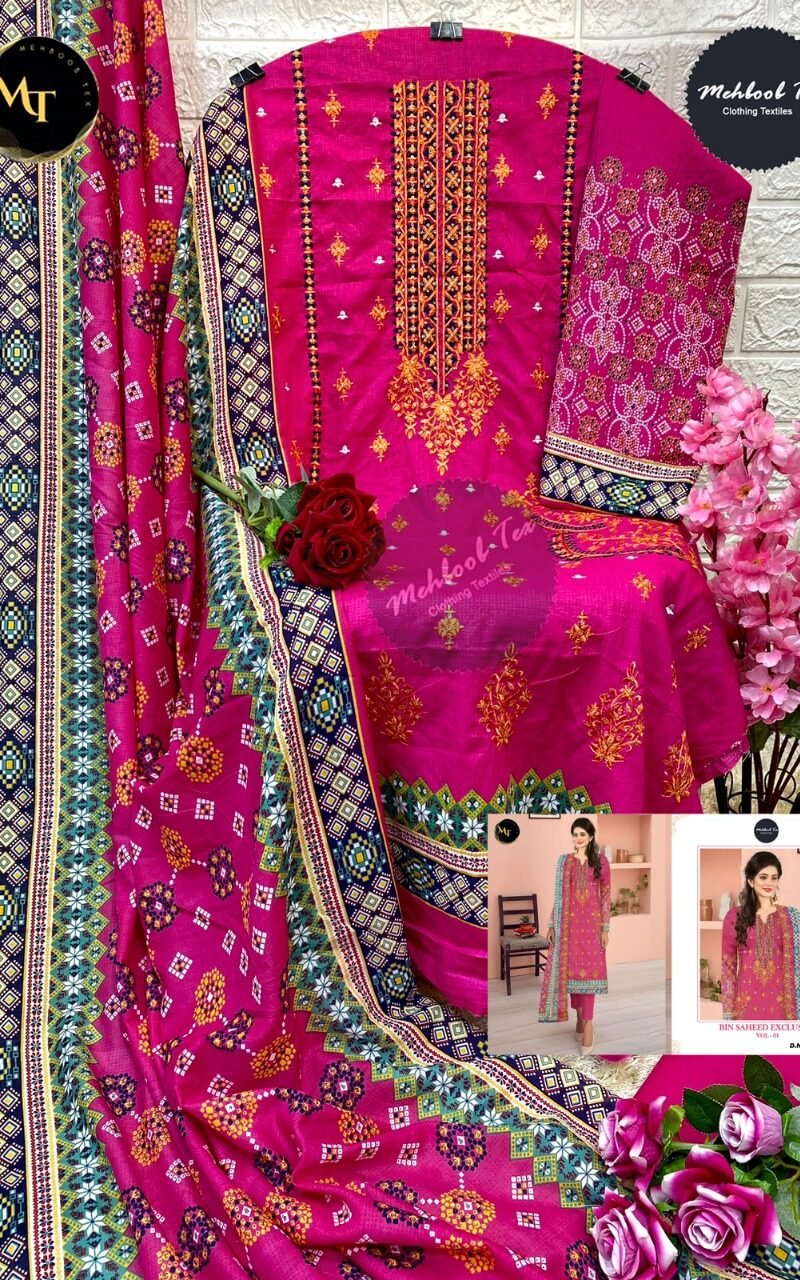 Bin Saeed Lawn Collection Mehboob Tex Pakistani Salwar Suits