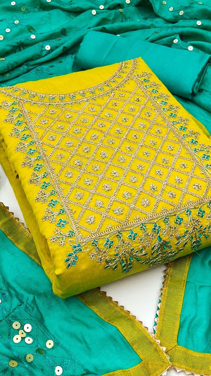 Buy Chanderi Multi Codding Work Suits Dress Material Online