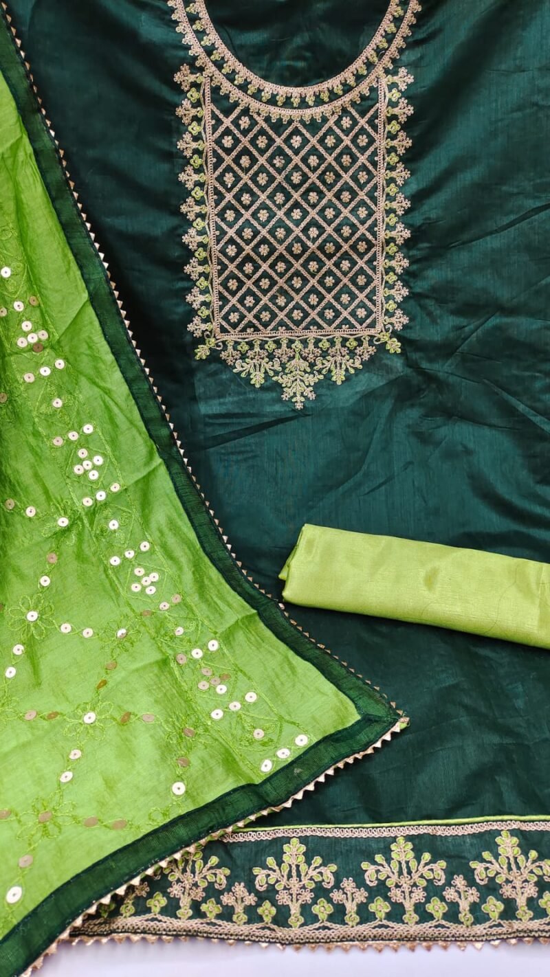 Buy Chanderi Multi Codding Work Suits Dress Material Online