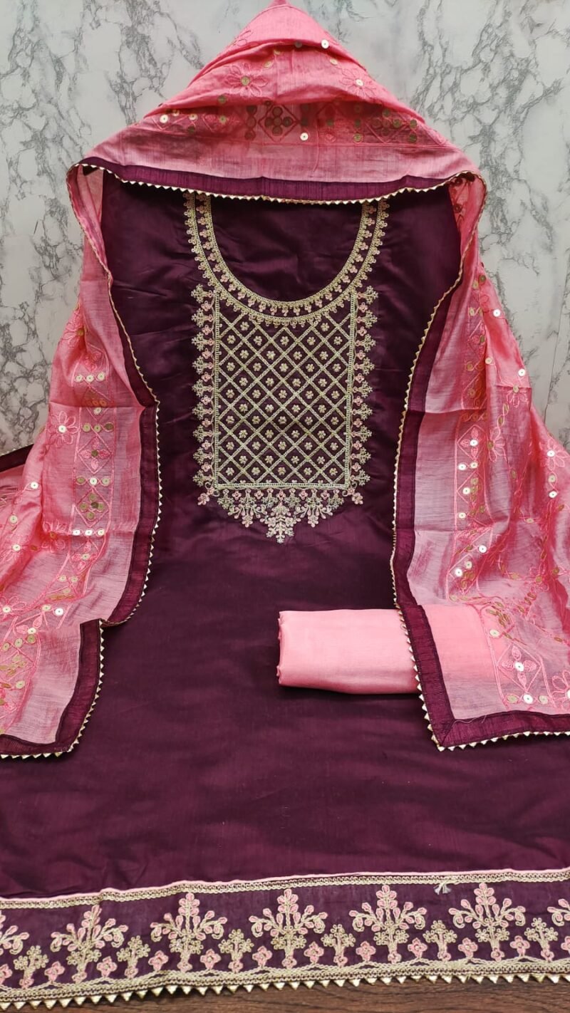 Buy Chanderi Multi Codding Work Suits Dress Material Online