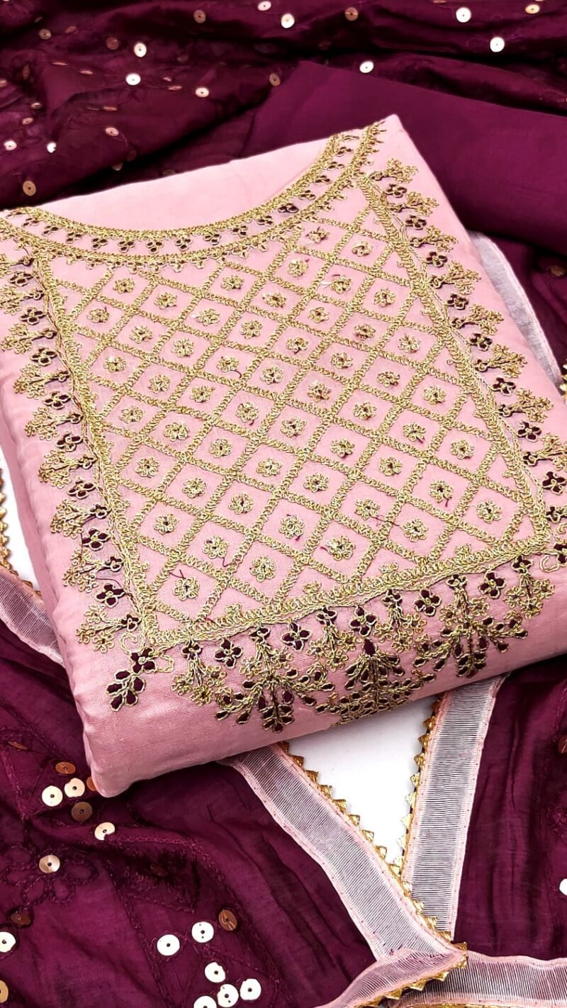 Buy Chanderi Multi Codding Work Suits Dress Material Online