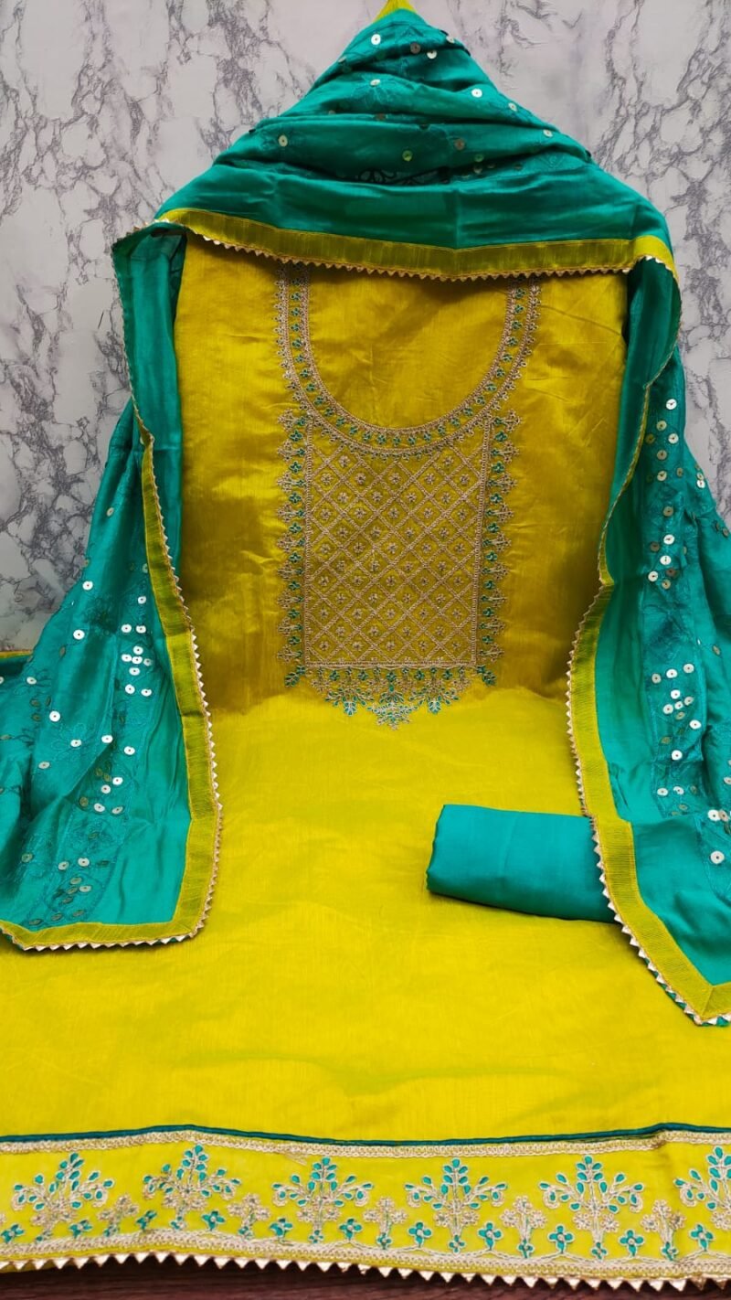 Buy Chanderi Multi Codding Work Suits Dress Material Online