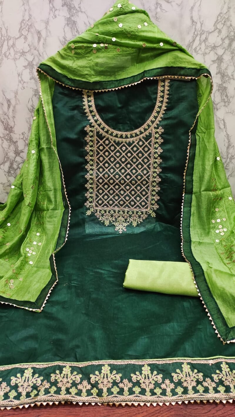Buy Chanderi Multi Codding Work Suits Dress Material Online