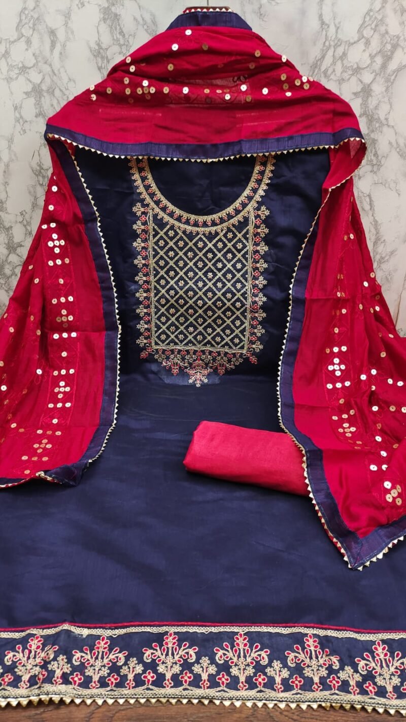 Buy Chanderi Multi Codding Work Suits Dress Material Online