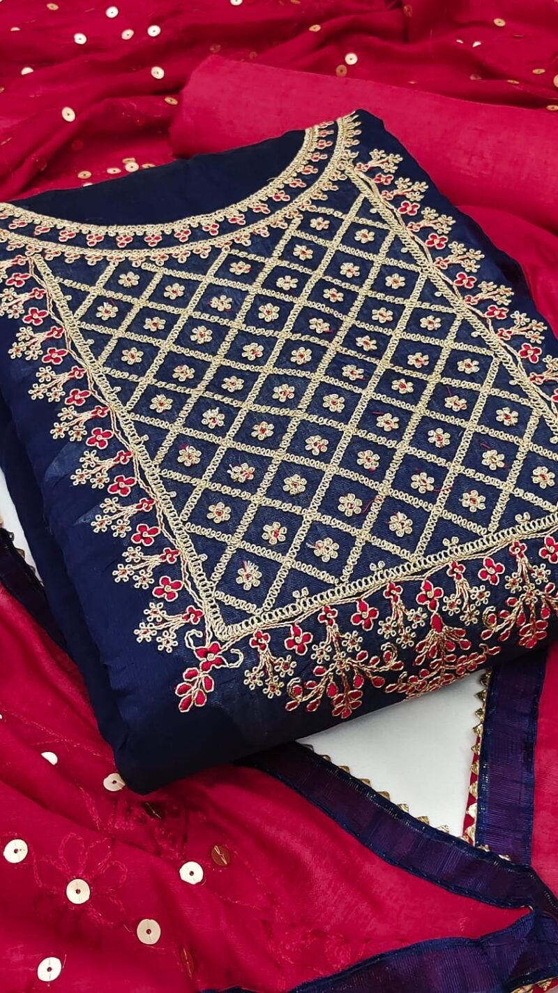 Buy Chanderi Multi Codding Work Suits Dress Material Online