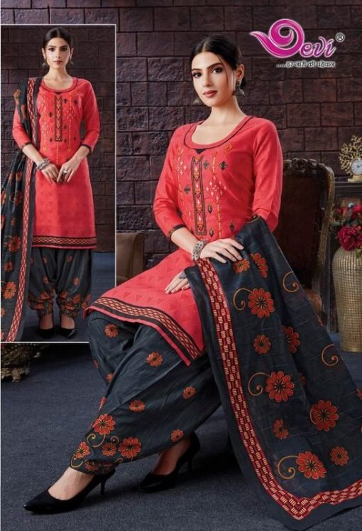 Devi Lizza Readymade with Embroidery Work Wholesale Cotton Dress Material