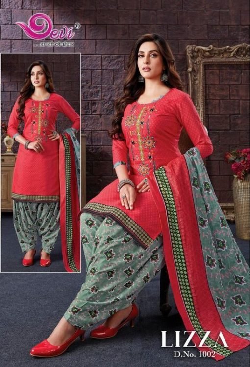 Devi Lizza Readymade with Embroidery Work Wholesale Cotton Dress Material