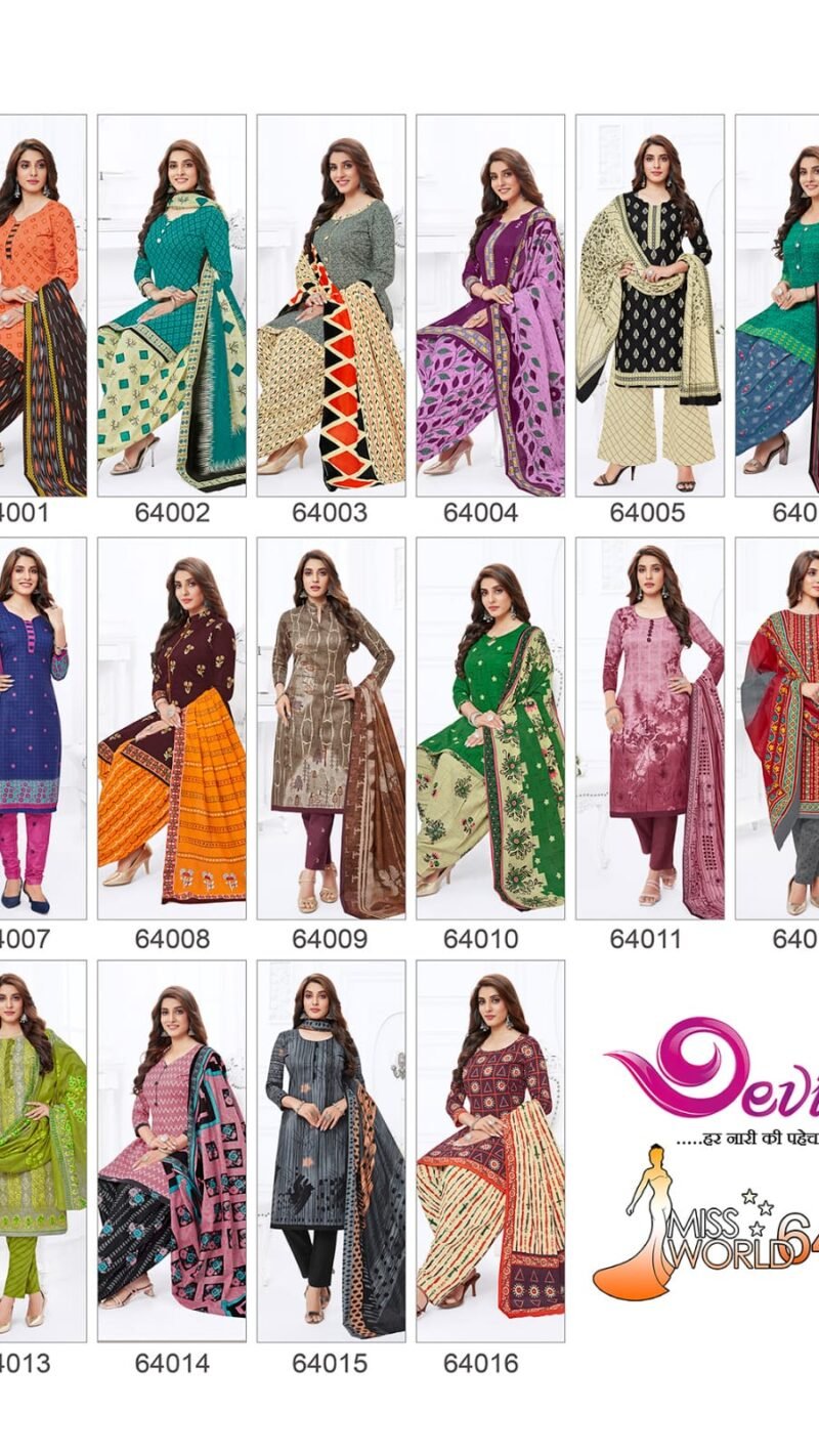 Devi Miss World Vol 64 Wholesale Cotton Dress Material
