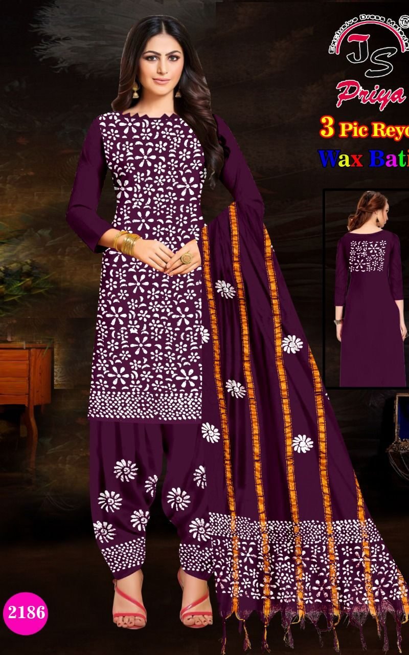 Js Priya Rayon Batik Special Wholesale Cotton Dress Material