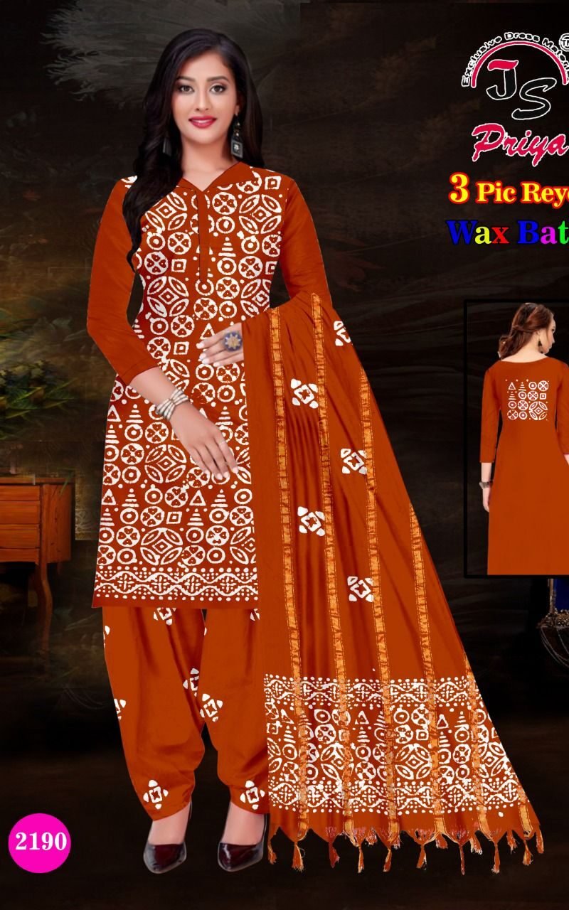 Js Priya Rayon Batik Special Wholesale Cotton Dress Material