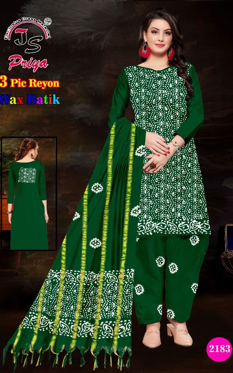Js Priya Rayon Batik Special Wholesale Cotton Dress Material