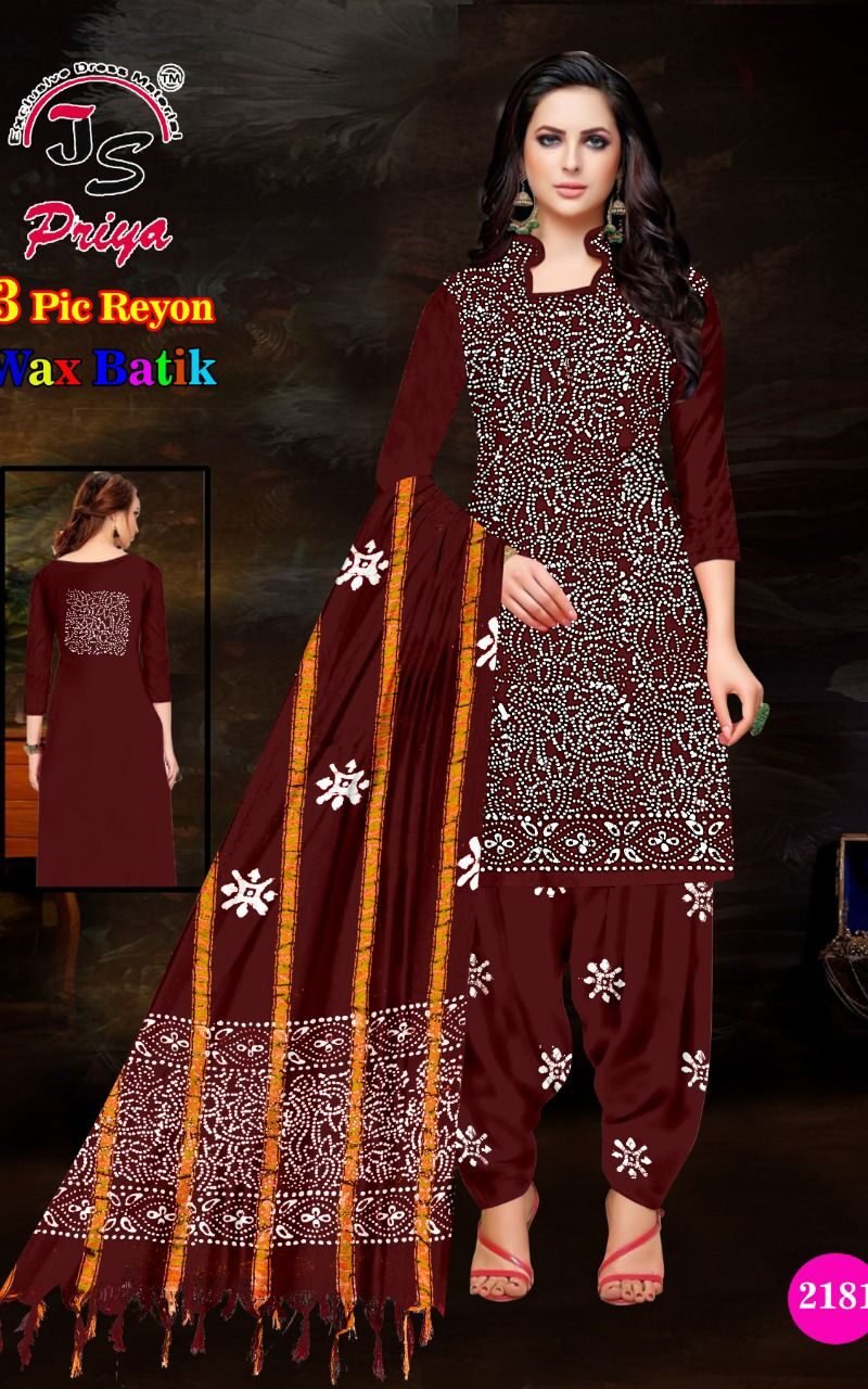 Js Priya Rayon Batik Special Wholesale Cotton Dress Material