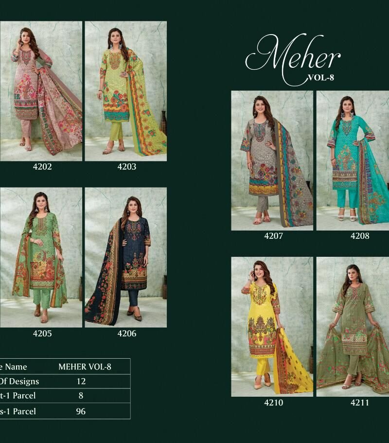 Kala Mehar Vol 8 Wholesale Cotton Dress Material