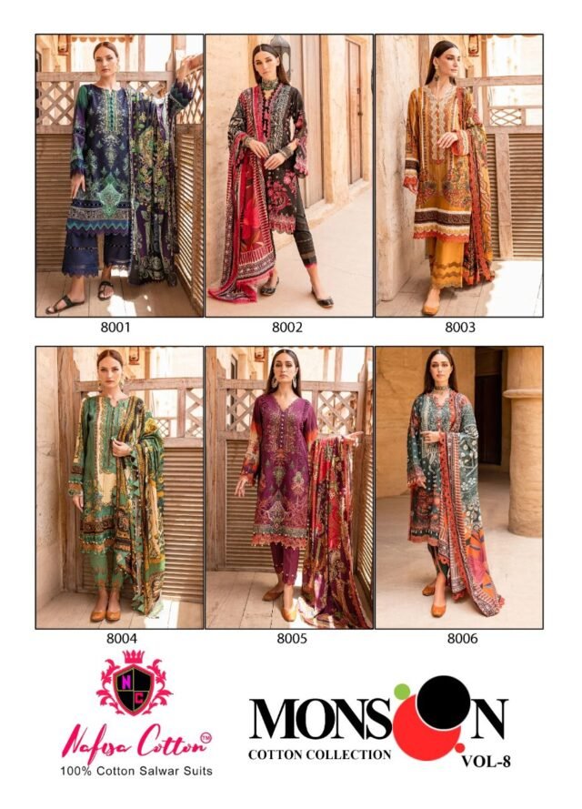 Monsoon Cotton Collection Vol 8 Nafisa Wholesale Cotton Dress Material