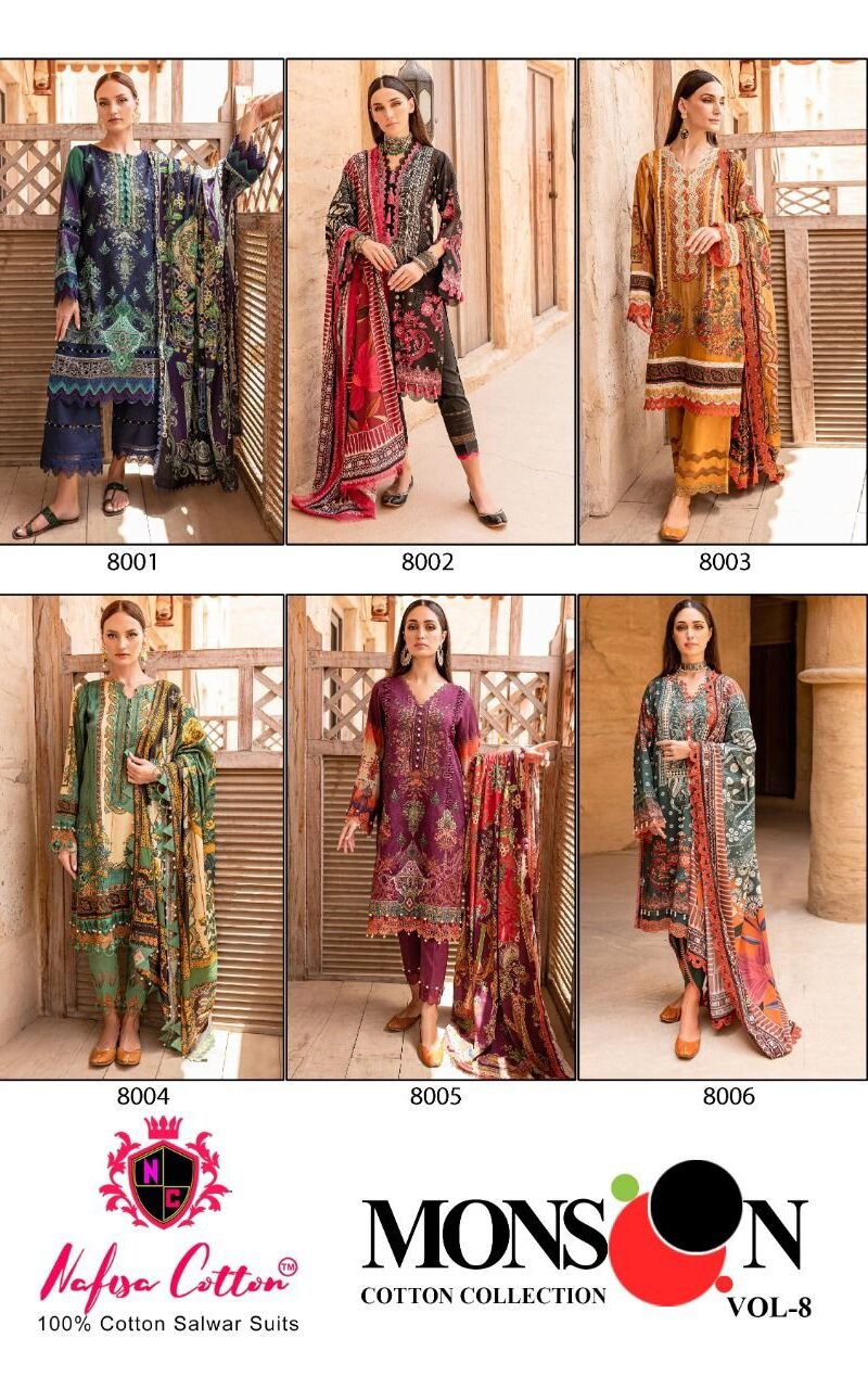 Monsoon Cotton Collection Vol 8 Nafisa Wholesale Cotton Dress Material