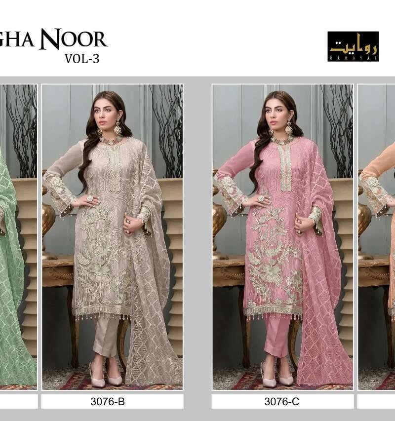 Aghnoor Vol 3 Rawayat Wholesale Cotton Dress Material