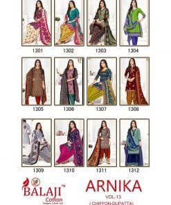 Balaji Arnika Vol 13 Chiffon Dupatta Wholesale Cotton Dress Material