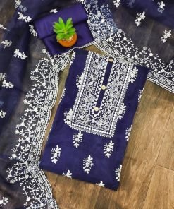Buy Organza Cotton Thread Work Wholesale Dress Material (9)