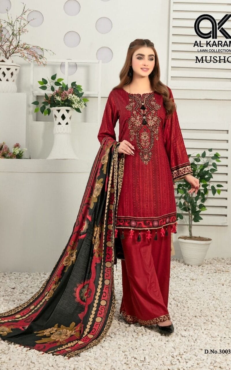 Musq Vol 3 Al Karam Embroidery Wholesale Cotton Dress Material