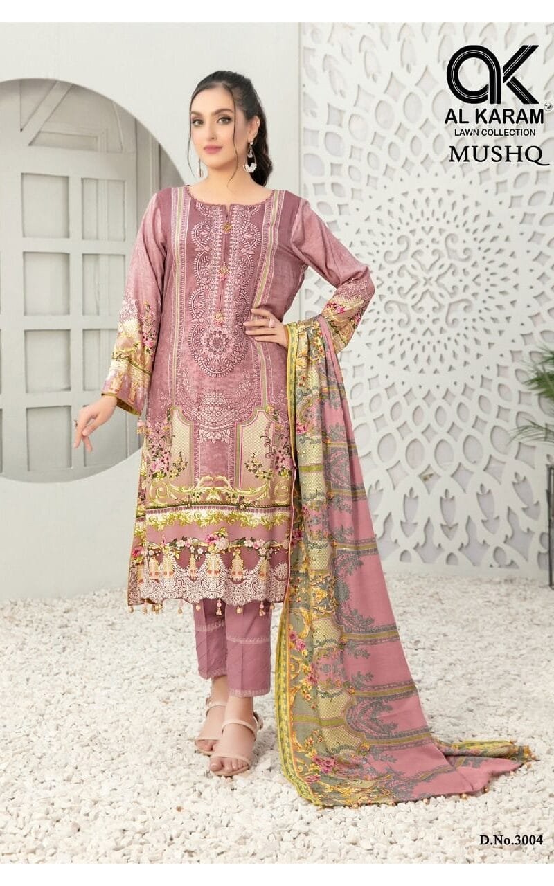 Musq Vol 3 Al Karam Embroidery Wholesale Cotton Dress Material